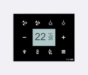 Smart Programmable Intelligent wall touch panel for Guest Room Management System, Smart Hotel Control, Home Automation and Building Automation - RD.RDA.01 - Customizable Intelligent Room Thermostat designed for wide range of Building Automation and Guest Room Management System tasks